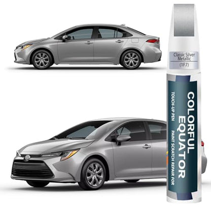1F7 Classic Silver Metallic Car Touch Up Paint for Toyota OEM Color Match (Classic Silver Metallic(1F7) compatible with 4Runner/Corolla/Corolla-iM/Land-Cruiser/Prius/Prius-c/Prius-Plug-in/Prius-Prime/Prius-v/RAV4/Yaris)