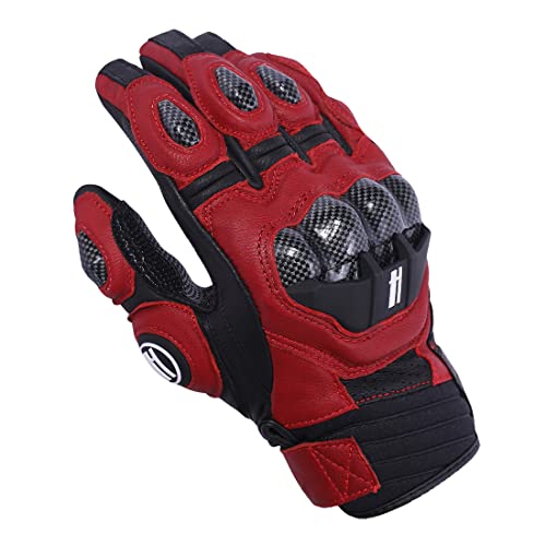 Mens Leather Motorbike Gloves KM046 Oxblood (Medium / Oxblood/Black)