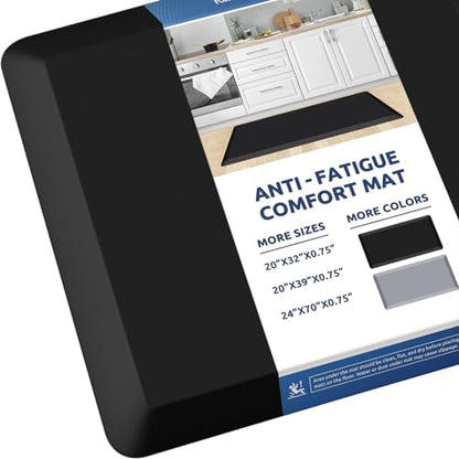0.8" Thick Kitchen Mat Cushioned Anti Fatigue Rug Comfort Floor Mats (Black / 39"L x 20"W x 0.8"Th)