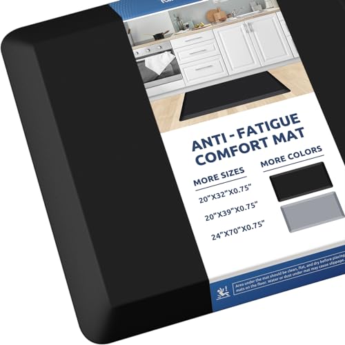 0.8" Thick Kitchen Mat Cushioned Anti Fatigue Rug Comfort Floor Mats (Black / 32"L x 20"W x 0.8"Th)