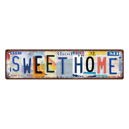 SWEET HOME SPACE Metal Tin Street Sign Bar Cafe Garage Cave Home Room Wall Bathroom Farmhouse Garden Porch Patio Decor (SWEET HOME)