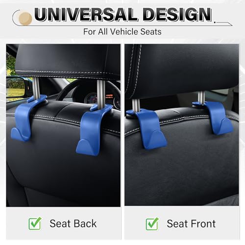 4 Pack Car Seat Headrest Hooks (4pc / Blue)