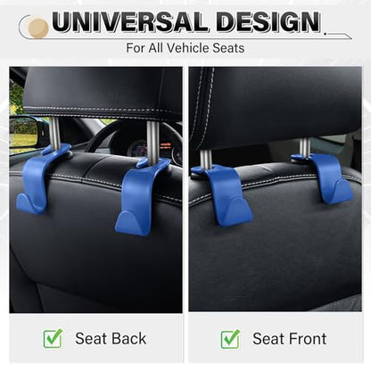 4 Pack Car Seat Headrest Hooks (4pc / Blue)