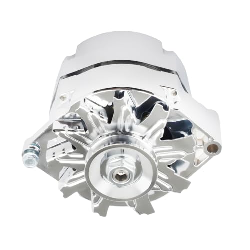 New Chrome 1 Wire Self Exciting Alternator High Output 120Amp Replacement for GM 305 350 BBC SBC 10SI for Chevy for Buick Street Rod Hot Rod (7127-SE-C)