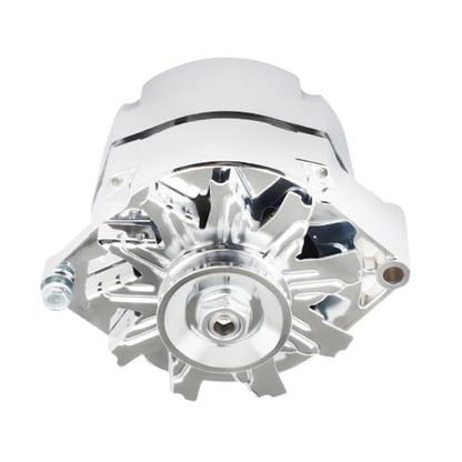 New Chrome 1 Wire Self Exciting Alternator High Output 120Amp Replacement for GM 305 350 BBC SBC 10SI for Chevy for Buick Street Rod Hot Rod (7127-SE-C)
