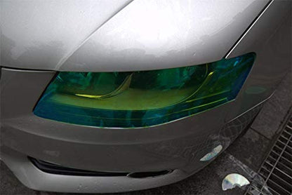 LED LIGHT 12 by 48 inches Self Adhesive Shiny Chameleon Headlights Tail Lights Fog Lights Films (Dark Black)