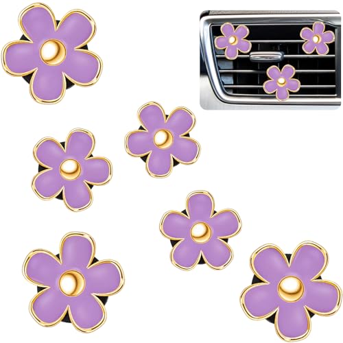 6 Pcs Daisy Vent Clips for Car (Purple / 1 Count (Pack of 6))