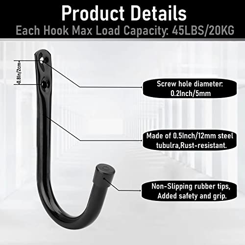 Garage Storage Hooks 3.5Inch Heavy Duty Wall Mounted Garage Utility Hooks 12 Pack Hangers Great for Tools Bikes Ladders Chairs (Single J Hook)