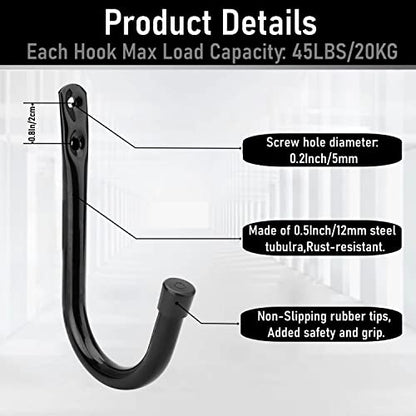Garage Storage Hooks 3.5Inch Heavy Duty Wall Mounted Garage Utility Hooks 12 Pack Hangers Great for Tools Bikes Ladders Chairs (Single J Hook)