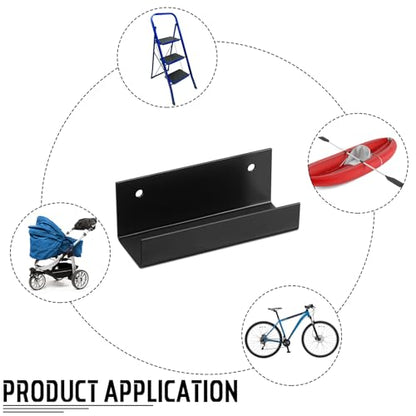 2 Pcs Wall Mount Ladder Wall Wheelbarrow Hanger (Black)