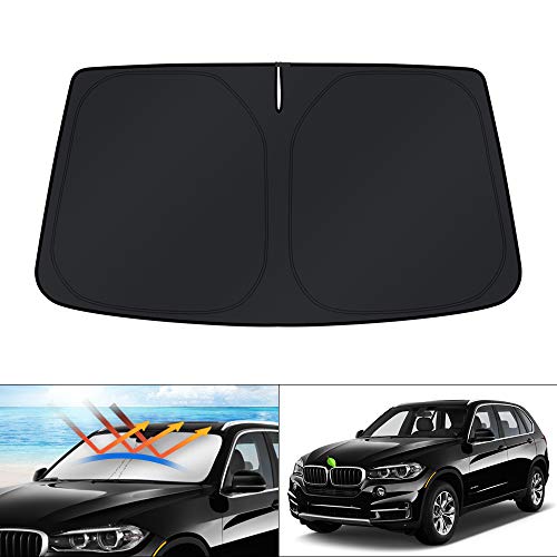 Windshield Sun Shade for BMW X5 2014 2015 2016 2017 2018 Accessories Custom Fit Window Sun Visor Protector Foldable Sunshade Blocks UV Rays Keep Your Car Cool (For | BMW X5 2014-2018)