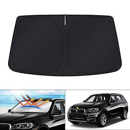 Windshield Sun Shade for BMW X5 2014 2015 2016 2017 2018 Accessories Custom Fit Window Sun Visor Protector Foldable Sunshade Blocks UV Rays Keep Your Car Cool (For | BMW X5 2014-2018)