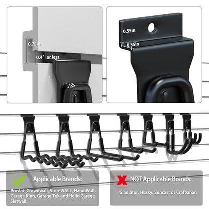 Slatwall Hooks 10 Pack Heavy Duty Multi Sizes (Black / 10)