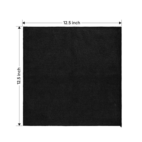 Black Microfiber Cleaning Cloth 50 Pack (Black / 12.5 x 12.5 Inch)
