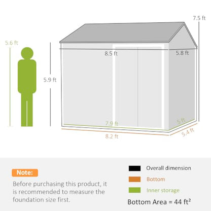 8' x 6' Outdoor Storage Shed Metal Garden Shed Window Brown (8' x 6' / Brown)