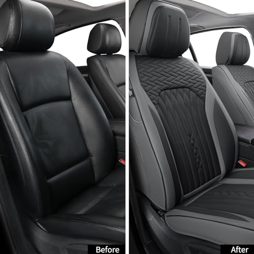 Car Seat Covers Full Set (Gray-Black / Front Pair)