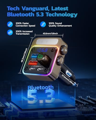 54W Bluetooth 5.3 Car Adapter (Gold)