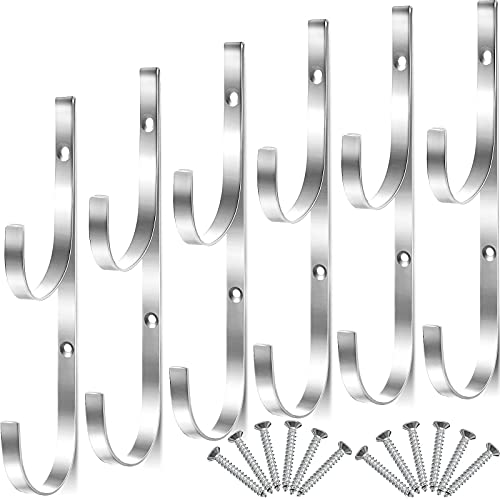 6 Pieces Pool Pole Hook Hanger Swimming Brackets Pool Hook (Silver)