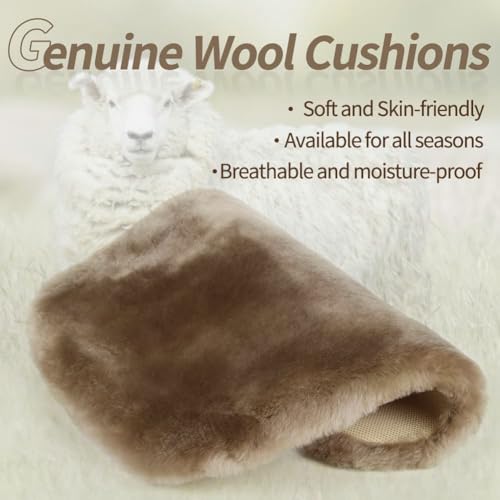 Genuine Sheepskin Car Seat Cushion Seat Covers for Cars Trucks SUV Comfort Seat Protector Pad for Car Driver Seat Car Accessories for Women Office Chair Car Decor (Tan / Front Seat Cushion-1 Pc)