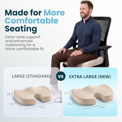 Extra Large Gel & Memory Foam Seat Cushion (Beige / X-Large)