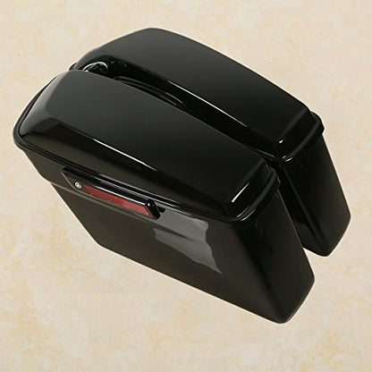 Motorcycle Saddlebags with Black Conversion Brackets Fit For Harley Softail Deluxe Heritage Softail 1984 (Vivid Black W/ Black Latches)