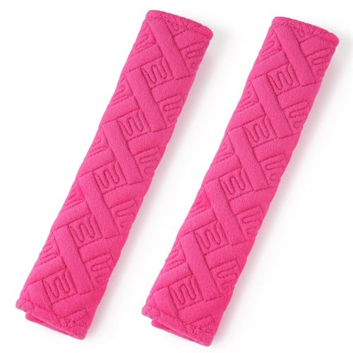 2 Pack Universal Car Seat Belt Pads Cover for A More Comfortable Driving (deep pink)