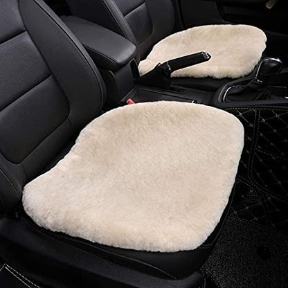 2 Pack Fuzzy Sheepskin Car Seat Covers for Soft Fur Wool Cushions (Pearl)