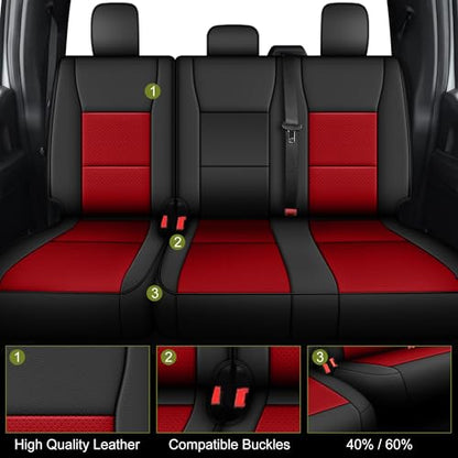 Custom Fit Seat Covers for Ford F150 2015 (Black/Red / 2015-2026 F150 SuperCrew Cab, Full Set)