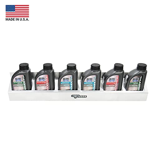 304 Six Quart Oil Can Rack Holder 32" Caddy Wall Hanger Aluminum Shelf (Silver)