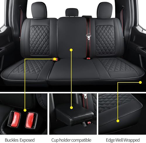 F150 Faux Leather Seat Covers Fit for 2015 ((2015-2026) Full Set / Black)