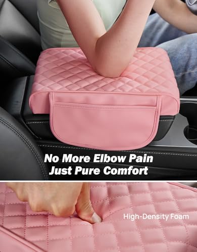 Pink Center Console Cover with Storage Bag for SUV Sedan (Pink / 12.6" x 7.8" x 2.16")