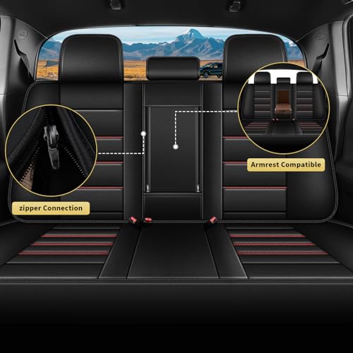 Custom Fit for Ford Ranger Seat Covers 2026 2025 (5 Seats #017 Black&Red)