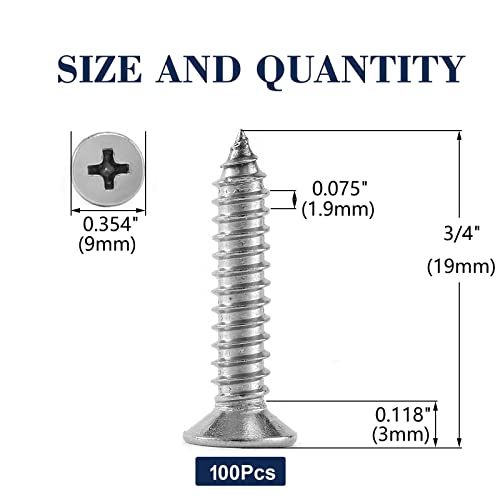 10 x 3 4" Wood Screw 100Pcs 18 (#10 x 3/4")