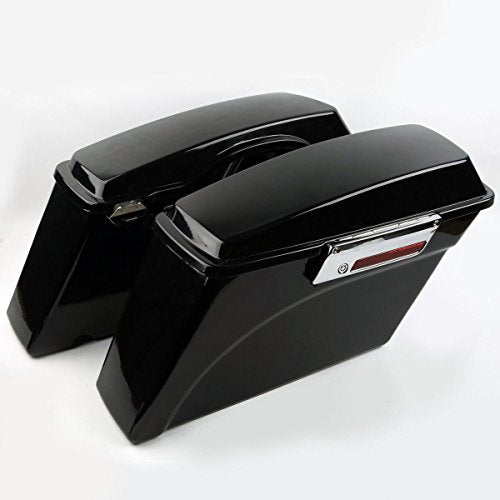 Motorcycle Hard Saddlebags with Black Conversion Brackets Fit For Harley Softail Deluxe Heritage Softail 1984 (Vivid Black W/ Chrome Latches)