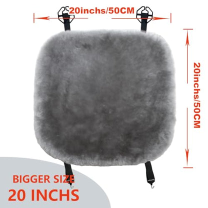 2 Pack Fuzzy Sheepskin Car Seat Covers for Soft Fur Wool Cushions (Misty Gray)
