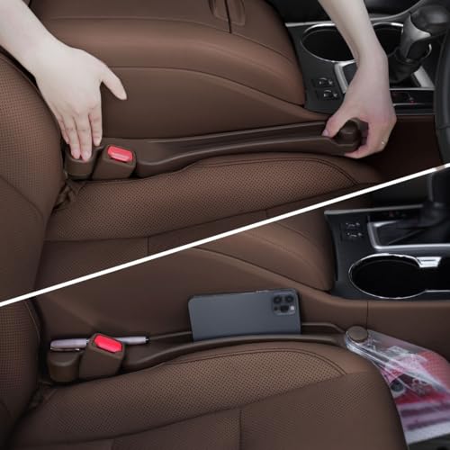 Car Seat Gap Filler Organizer 2Pack Soft Foam 3IN1 Multifunctional (Espresso brown / Most Cars – Standard)