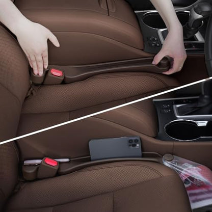Car Seat Gap Filler Organizer 2Pack Soft Foam 3IN1 Multifunctional (Espresso brown / Narrow)