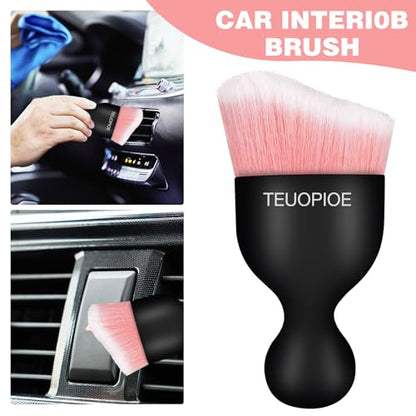Car Detailing Brush for Interior Dusting and Air Vents (Pink)