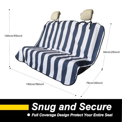 Back Seat Cover for Car Trucks Van SUV Jeep (Rear Bench Seat Towel / Blue Stripe)