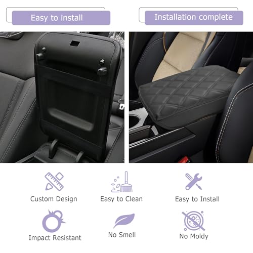 Center Console Cover Compatible with 2025 2026 Equinox Accessories Armrest Cover Center Console Pad 2025 2026 Equinox LT (2025 2026 Equinox Thick Black C)