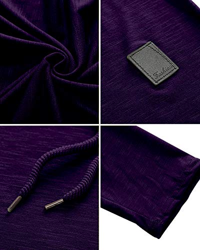 Mens Fashion Hoodies Sport Pullover Solid Color Shirt Workout Lightweight Tops Purple (Medium / Purple1)