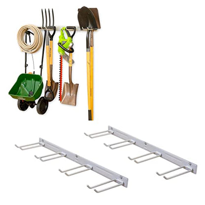 Garage Tool Organizer (72" Heavy Duty Steel Rack | 8 Hooks | Holds 500lbs / GRAY)