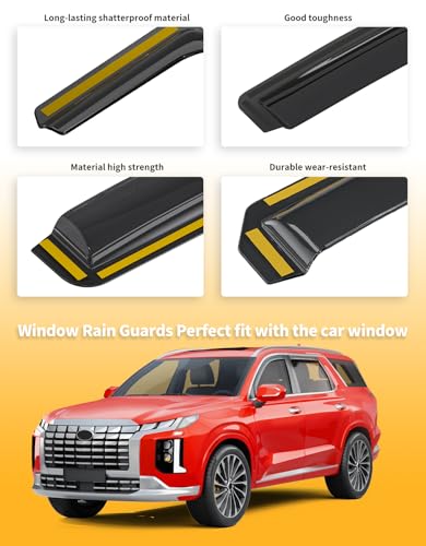 in Channel Window Visors Rain Guard for Hyundai Palisade 2020 (Fit for 2020-2025 Hyundai Palisade)