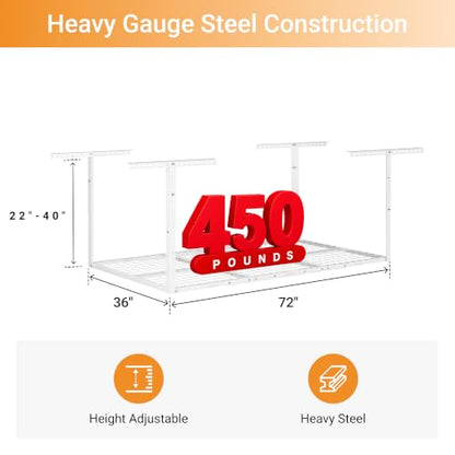 3x6ft Overhead Ceiling Garage Storage Rack (White / 3x6ft)
