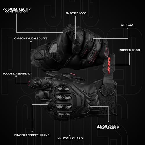 Leather Motorcycle Gloves for Men (Black / 3X-Large)