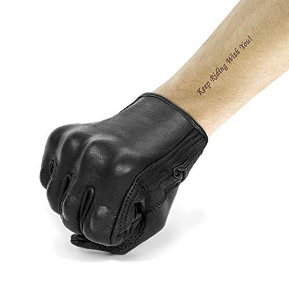 Updated Full Finger Men’s Leather Motorcycle Gloves Touchscreen & Armored Motorbike Gloves (Updated,non-perforated / Small)