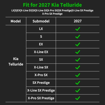 for Kia Telluride Floor Mats 2027 Car Cargo Liner with Backrest 7&8 Seater (23)For Telluride 2027 Backrest Set)