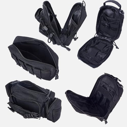 Universal Tactical Seat Back Organizer Vehicle Molle Panel Organizer Storage Bag with 5 Detachable Molle Pouch for All Vehicel Such as Jeep (Upgraded-A-Black)