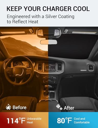 Custom Fit Car Windshield Sun Shade for 2011 (2011-2023 Dodge Charger)