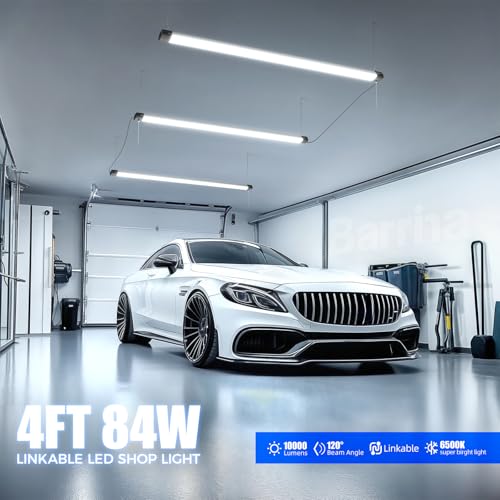 BS84 LED Shop Lights 4FT for Workshop (6500K / Black-84W-4 Packs)